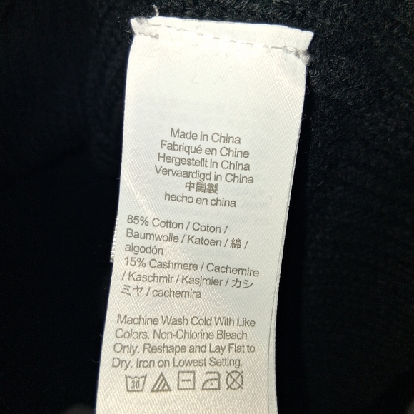 J Crew Cotton Cashmere Ribbed Knit Black V Neck Cardigan M - Picture 5 of 7